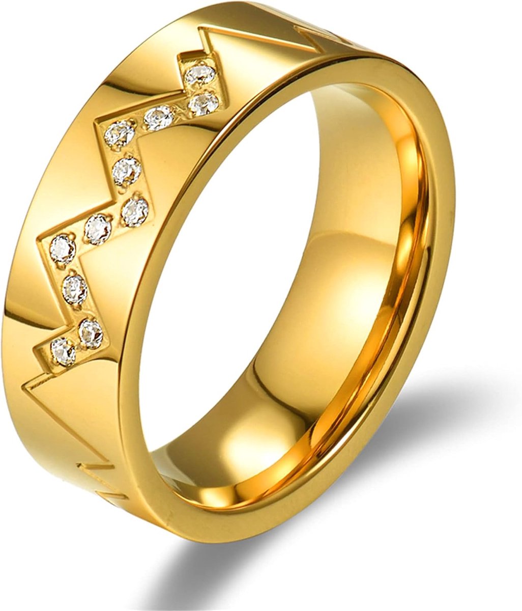 Damesring mode 7 mm breedte hartslag patroon roestvrij staal CZ ringen band voor vrouwen meisjes