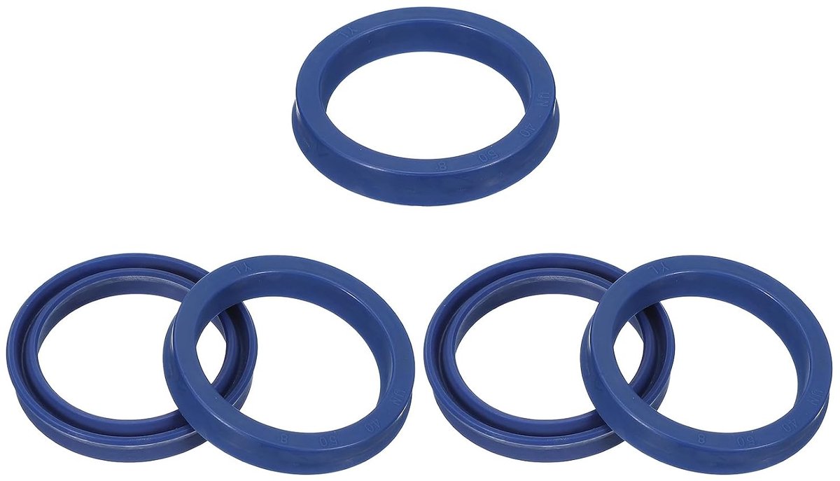 Radiale asafdichting, een 40 mm ID x 50 mm Od x 8 mm breedte, 5 stuks PU-afdichting voor industriële lagerpompen, zuiger, cilindercilindercilinder, blauw