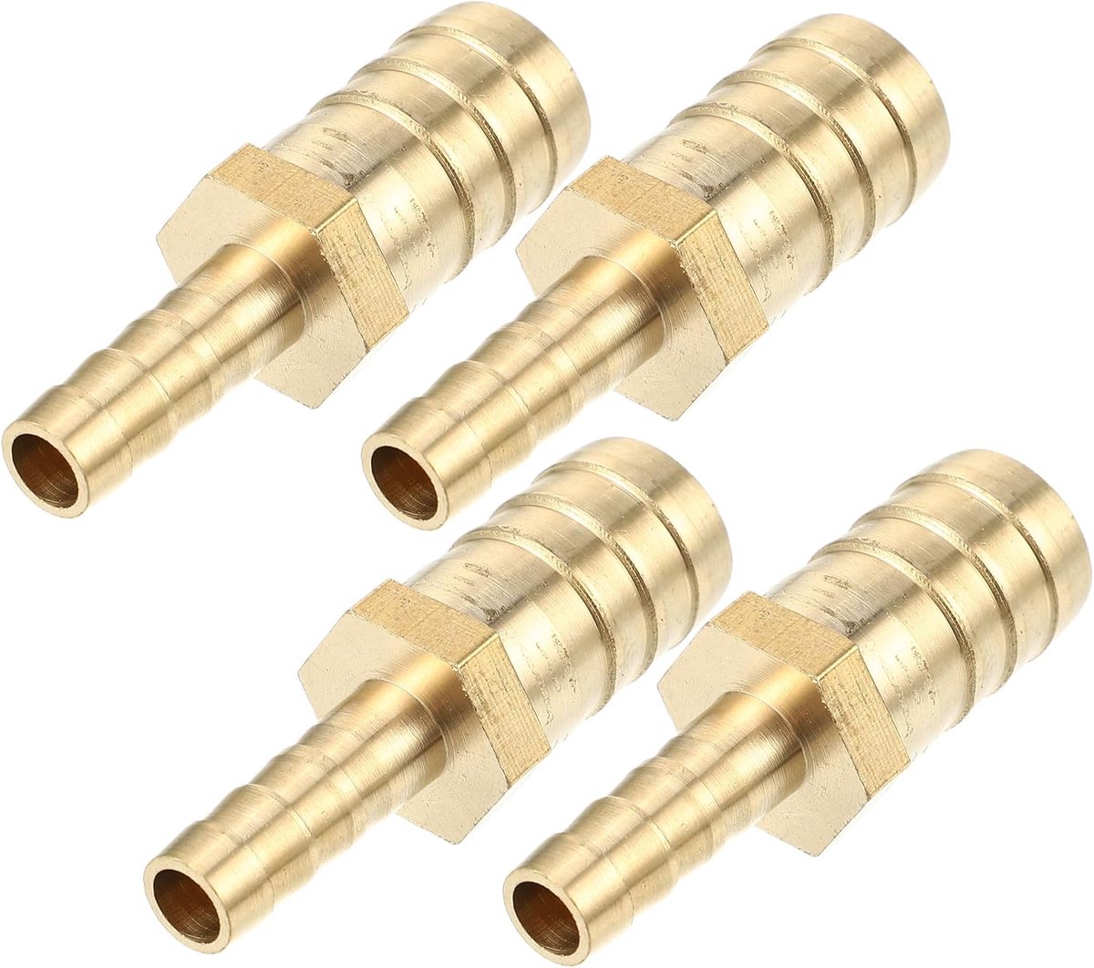4 stuks 16 mm - 8 mm rechte gevormde weerhaken messing slangverbinders