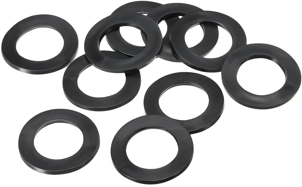 Platte sluitring, 24 stuks, 25 mm ID, 39 mm AD, 2,5 mm dik, afdichtring, afstandhouder voor kraan, buis, waterslang, schroefbouten, zwart