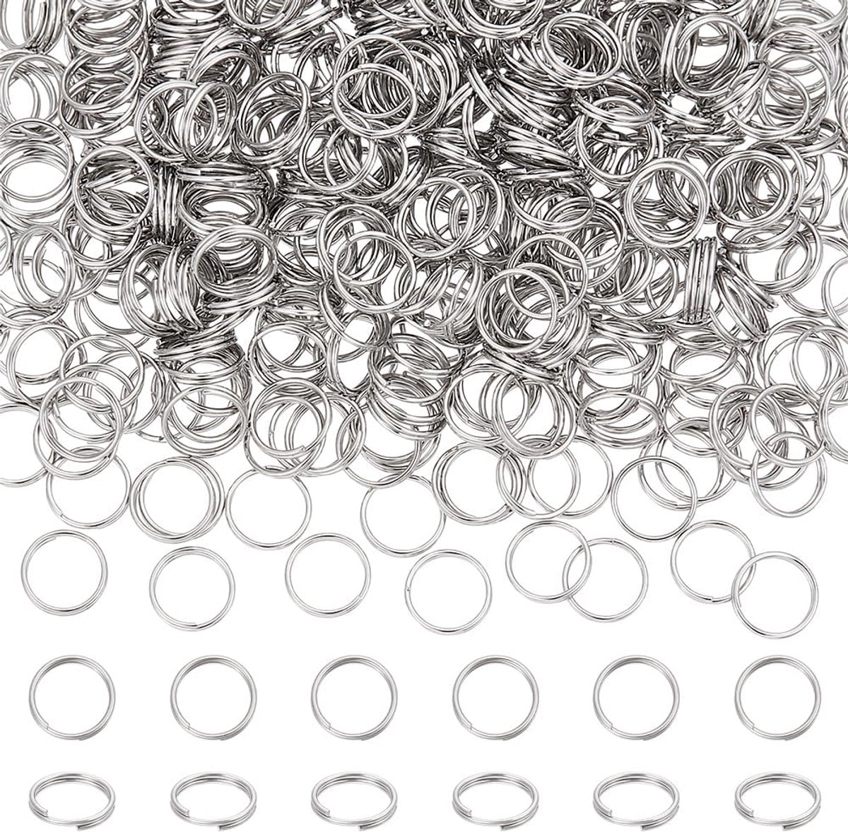 Ongeveer 500 stks Split Sleutelhangers Rvs Sleutelhanger 8mm GMetal Split Sleutelhanger Sleutelhanger Ringen voor Ambachten Thuis Autosleutels Organisatie Rvs Kleur