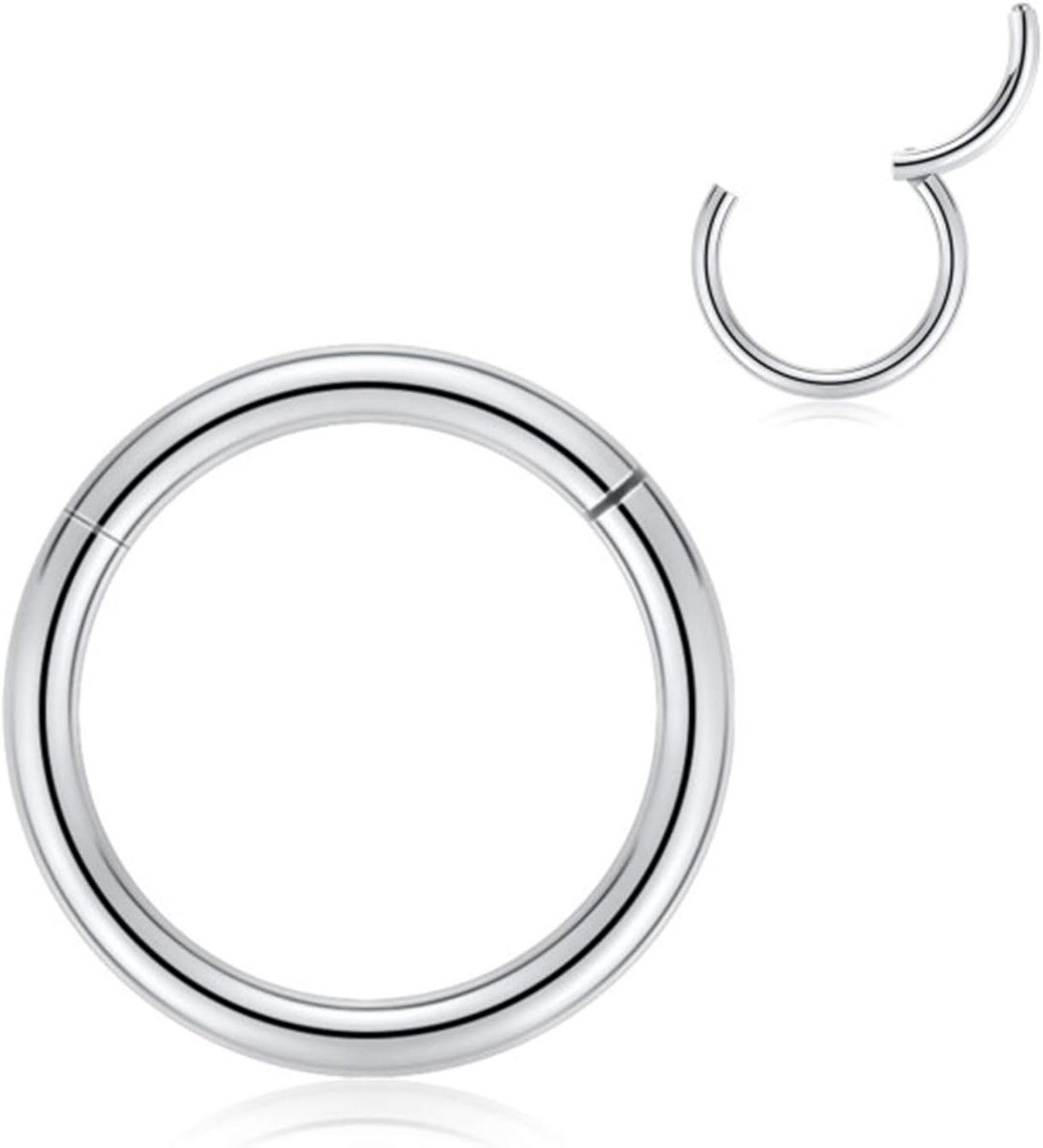 Ringen, hoepel 20G, 18G, 16G, 14G, 12G, naadloze piercingringen voor neusspeptumkraakbeen, helix, tragus, conch, rook, daith lipdiameter 6 mm tot 14 mm, Gelegeerd