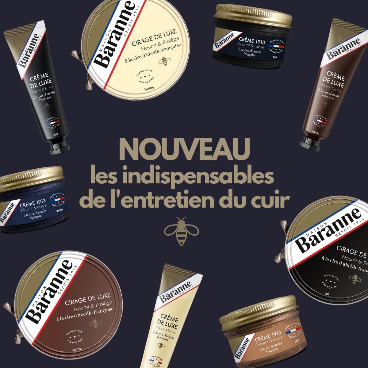 Lederen crèmekleurige crème 100 ml - Franse bijenwas - voedt en verfrist - langdurige glans - SnelShoppen