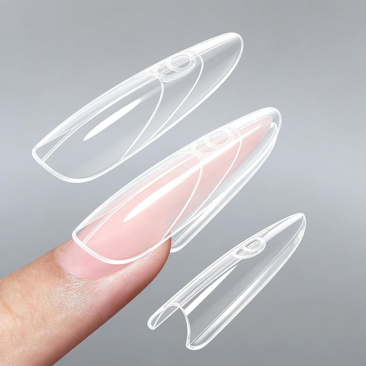 Dubbele nagelvormen, tips voor gelnagels, 240 stuks transparante nagelverlenging, nagelgelvormen, set voor polygel-extension, nagelkunstsalon (amandelvormig)