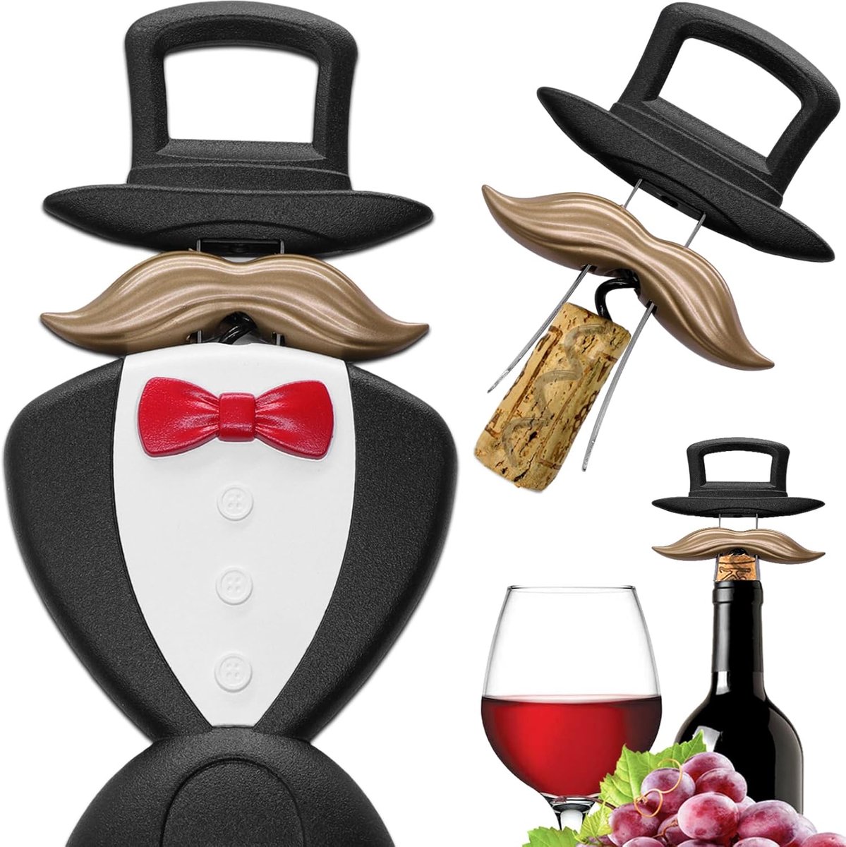 Wijnopener Ah So - Britse stijl - mannelijke gentleman vorm - perfect cadeau voor wijnliefhebbers - ShopVlot