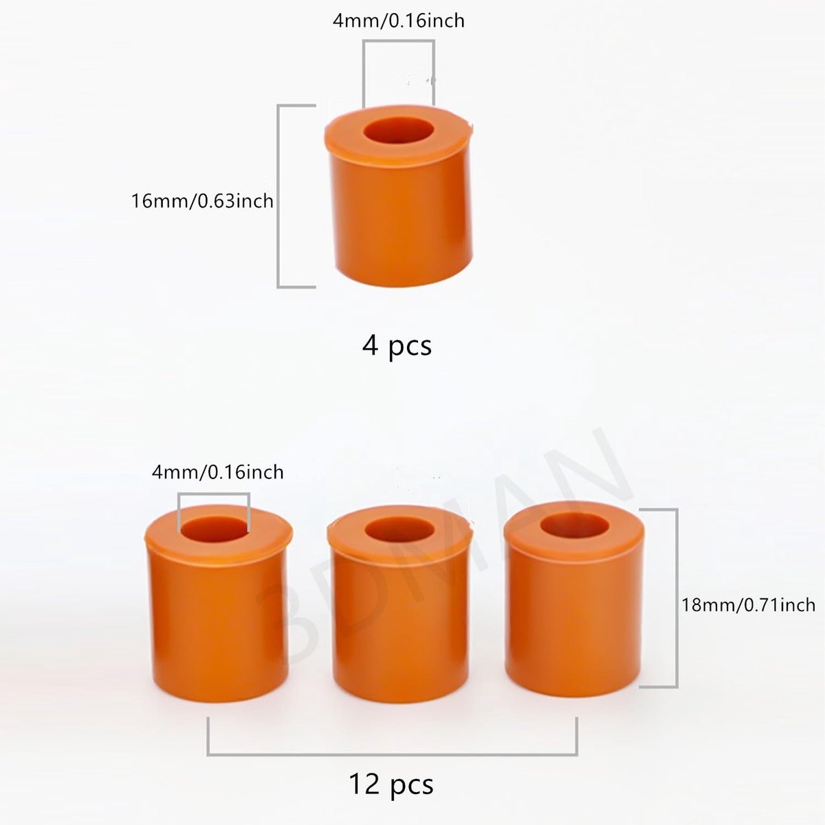3DMAN Heatbed Silicone Leveling Column, Solid Bed Mounts 12pcs 18mm + 4pcs 16mm Stable Hotbed Tool Heat Resistant - ShopVlot