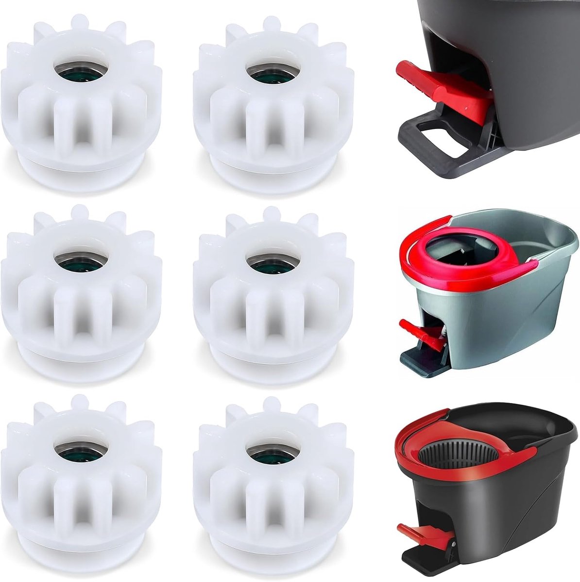 Spin mop reserveonderdelen 6 stuks - vervangingsset voor dweilpedalbezem - robuust materiaal - ShopVlot