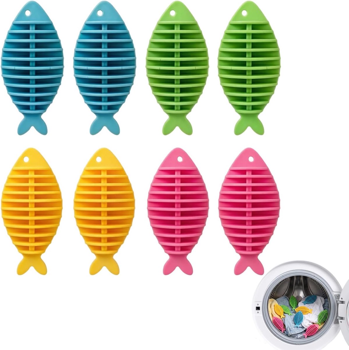 Set van 8 wasballen - herbruikbare droogballen - tegen pluisjes en dierenharen - voor schone kleding - ShopVlot