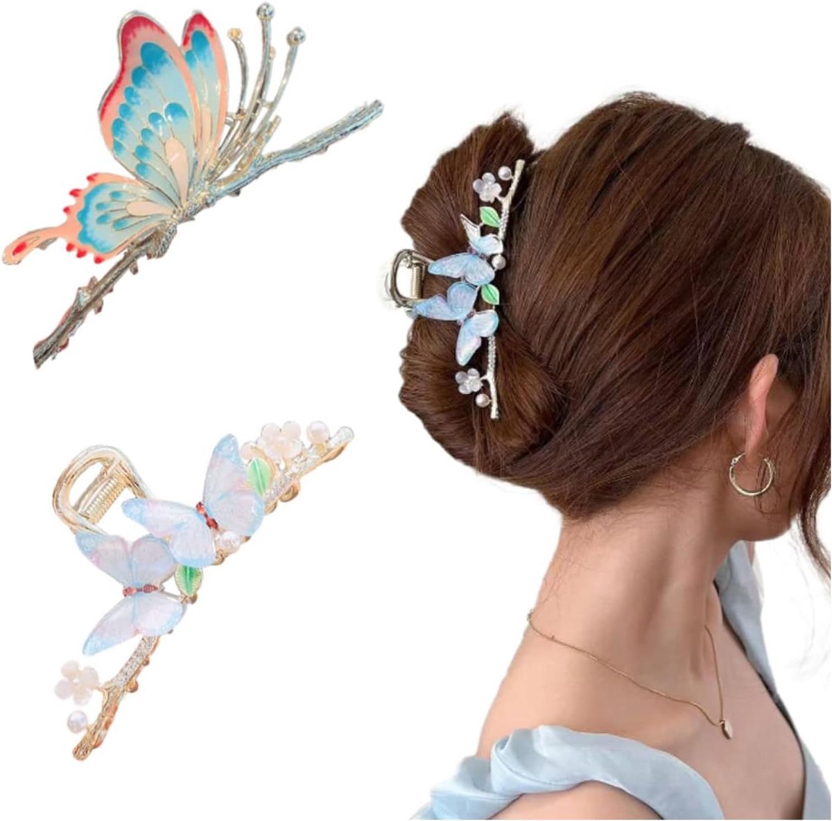 Haarspelden 6pcs - Gekleurde Vlinder Haarclips - Sterke Grip - Ideaal voor Ponytail - ShopVlot
