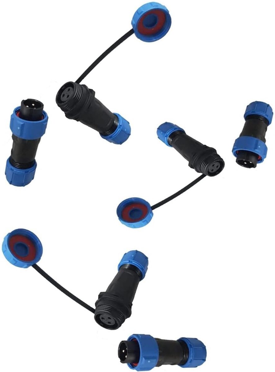 Ronde stekkerconnector 230V 12V - 13mm 2-polig - Waterdicht IP68 - Ideaal voor tuin en boot - ShopVlot