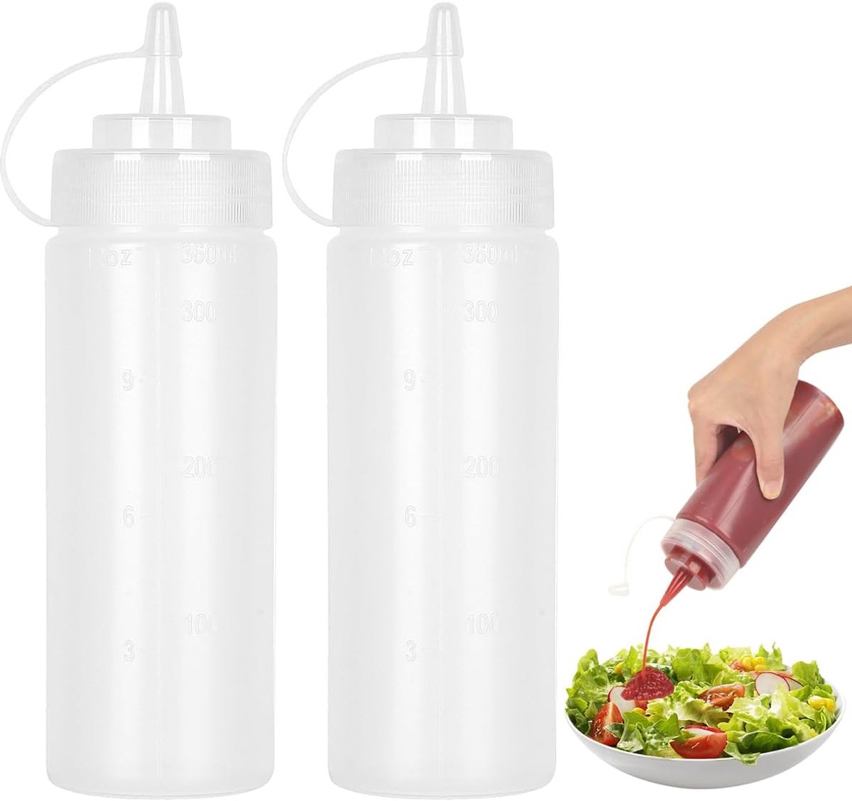 Squeeze flessen 500ml - lekvrij - duurzame kunststof - ideaal voor sauzen - ShopVlot