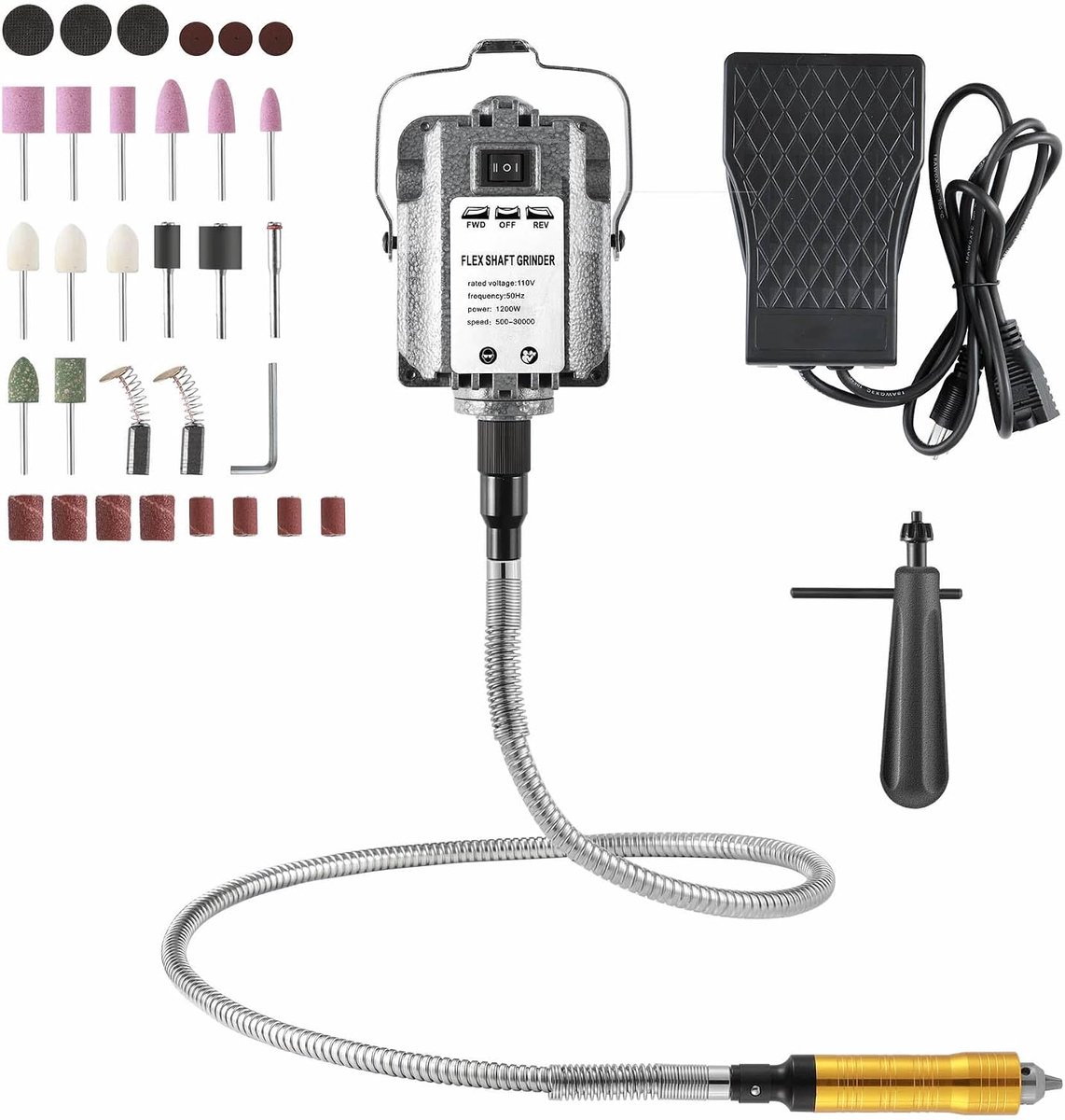 Rotatietool 1200 W - Flexibele schacht - Vooruit- en achteruitrotatie - Ideaal voor slijpen en polijsten - ShopVlot