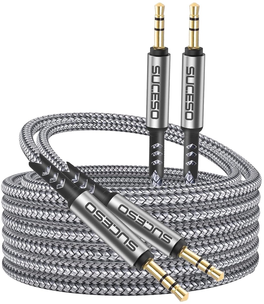 3.5mm Aux Kabel 1m + 2m - Nylon Jack Kabel - Stereo Audio - Ideaal voor hoofdtelefoons en speakers - ShopVlot