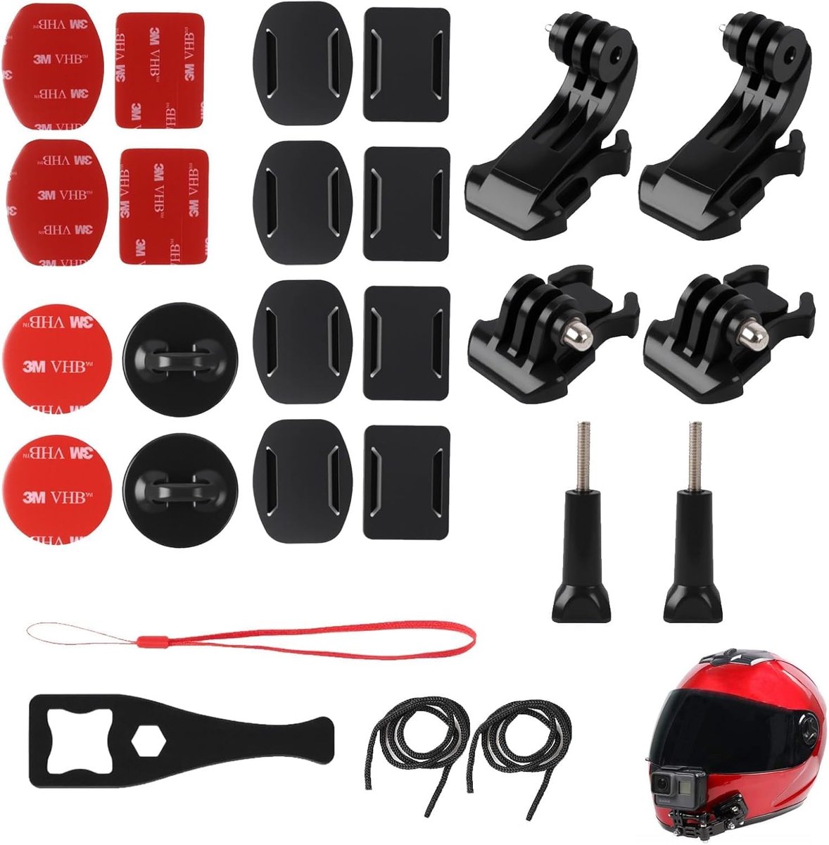 SnelShoppen - Pack van 36 Zelfklevende Helmhouder, Camera Montage Bevestiging, Curved en Flat Mount, Accessoires voor Hoofdtelefoon, Geschikt voor Act