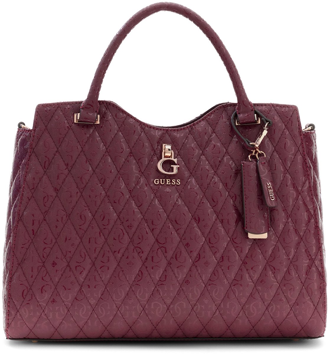 GUESS handtas schoudertas Tamara Satchel Merlot wijnrood