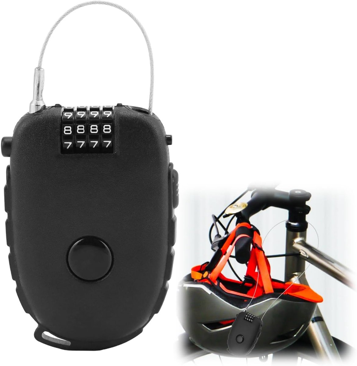 Kabelslot 130 cm - Zwart - Retractable staal - Voor rugzak en fiets - ShopVlot