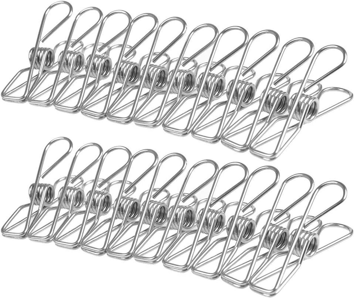 Kledingknijpers 60 Stuks - RVS Clips - Roestvrij, Sterk en Duurzaam - Perfect voor Kleding en Foto's - ShopVlot