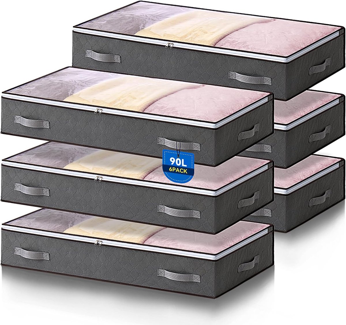 Opbergtassen onder bed 90L - Vouwbaar - Grijs - Ideaal voor seizoenskleding en dekens - ShopVlot