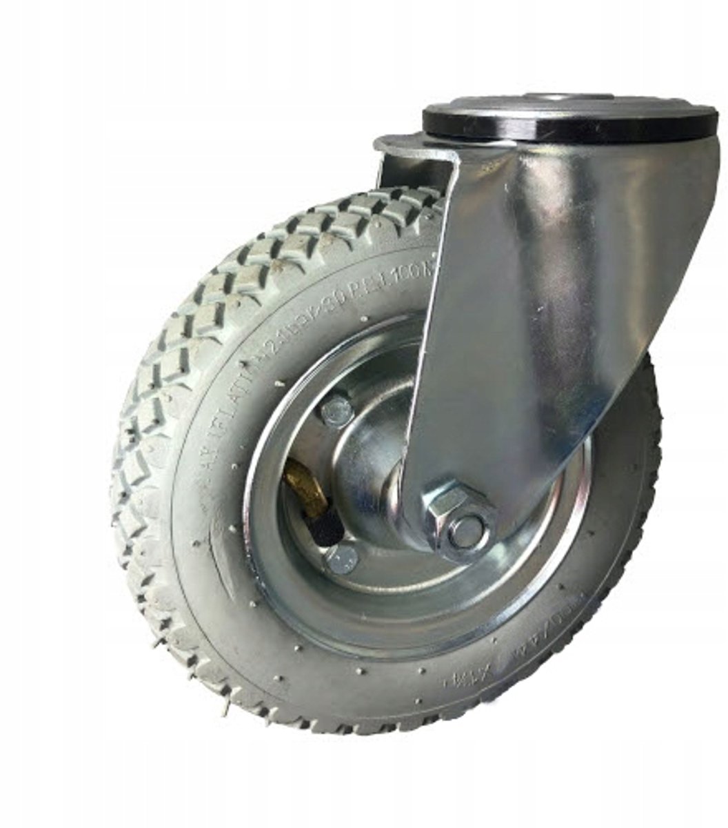 Draaiwiel 175 mm met centrale opening, luchtband, grijs