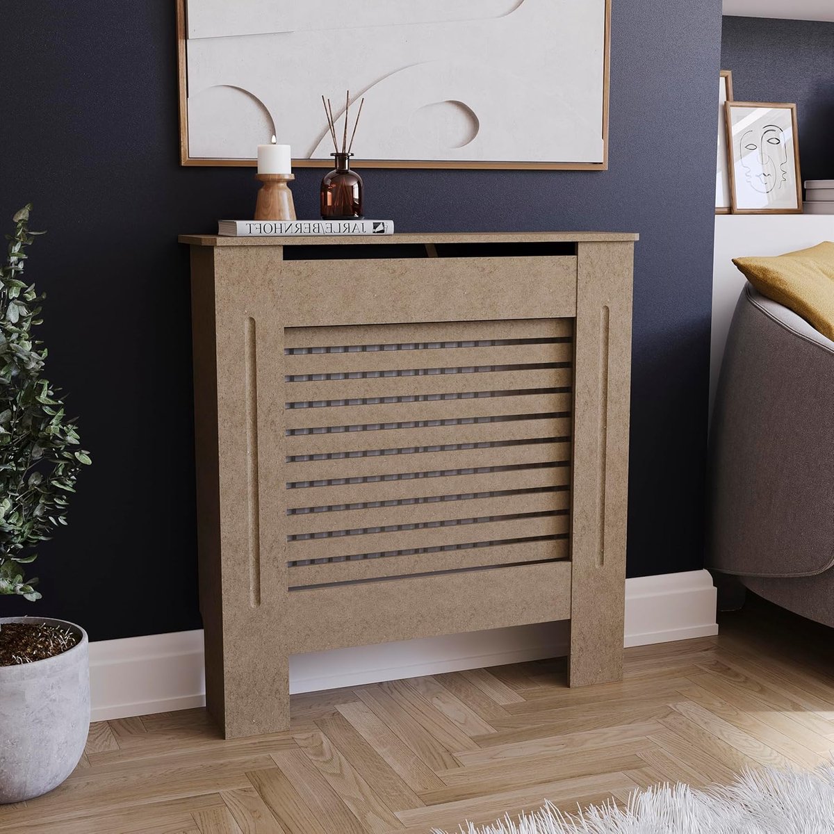 Radiatorombouw Small - Onbehandeld MDF - Modern horizontaal ontwerp - Ideaal voor woonkamer en gang - ShopVlot