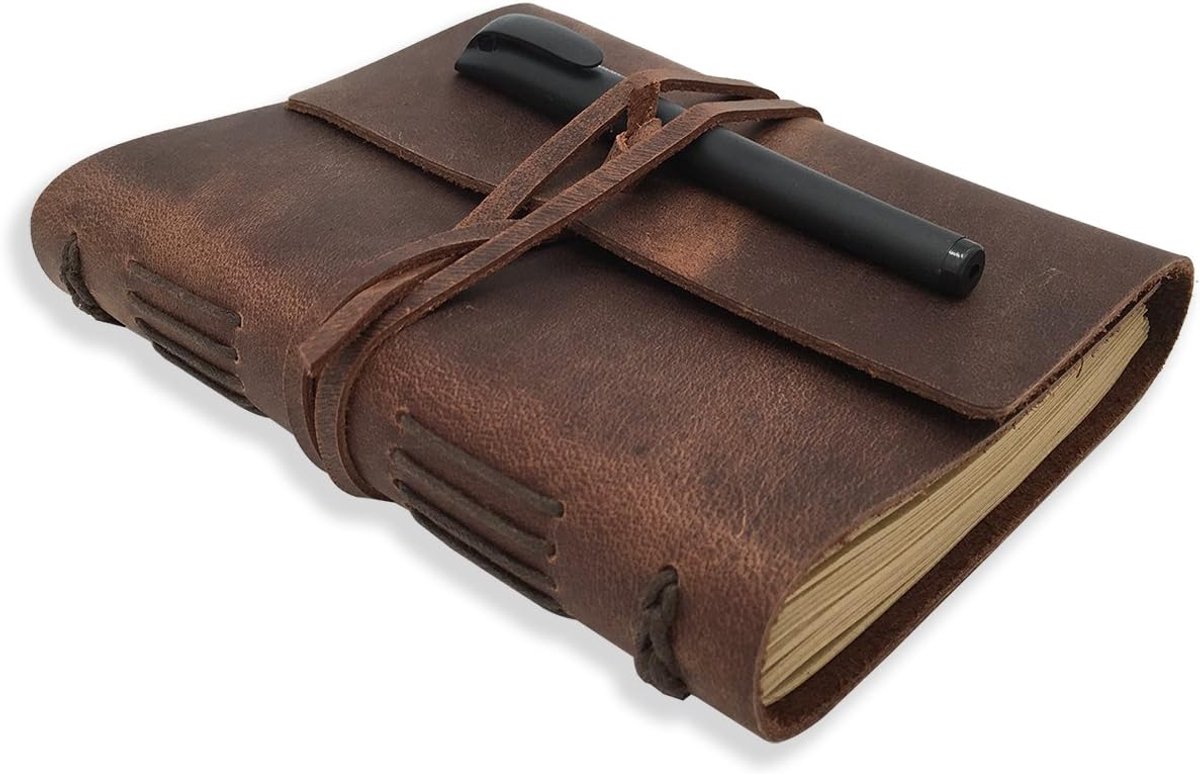 Schrijfboek 5x7 inch - Echt leer - Handgemaakt - Perfect voor aantekeningen - ShopVlot