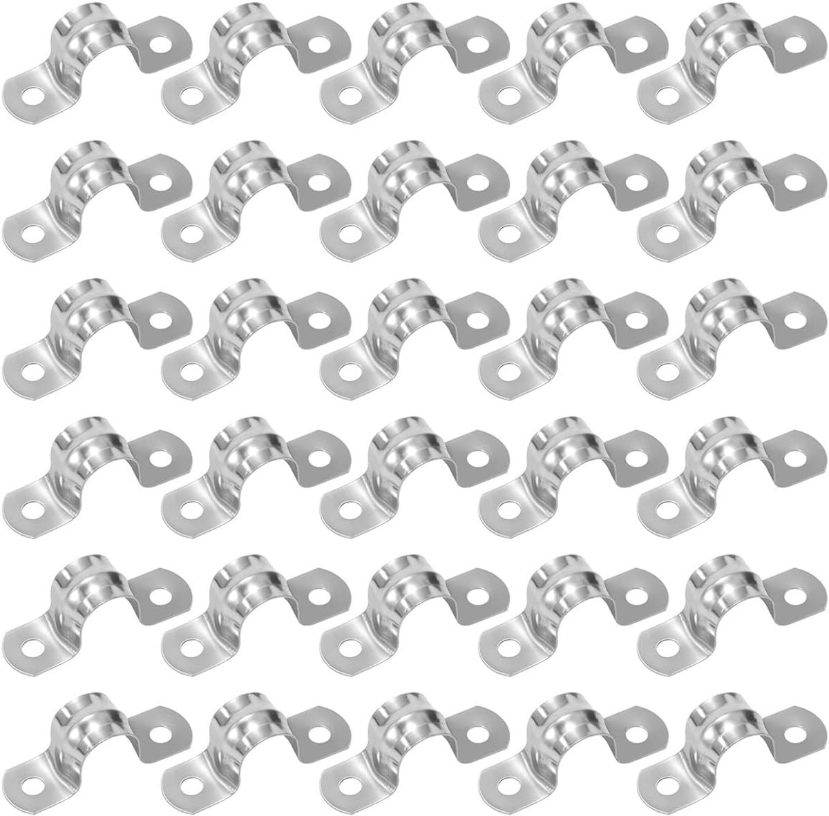 30 stuks U-vormige gespen van roestvrij staal 304, buisklemmen voor de montage van gas-, water- en kabelleidingen (hoogte 20 mm)