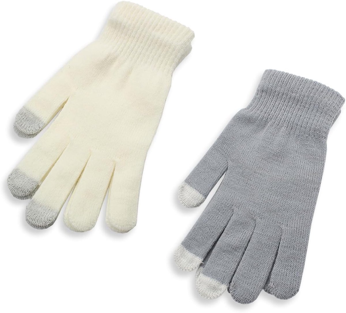 2 paar hydraterende touchscreen-handschoenen, katoenen vochtbestendige handschoen voor volwassenen met eczeem, comfortabel voor droge huidverzorging (wit + grijs)