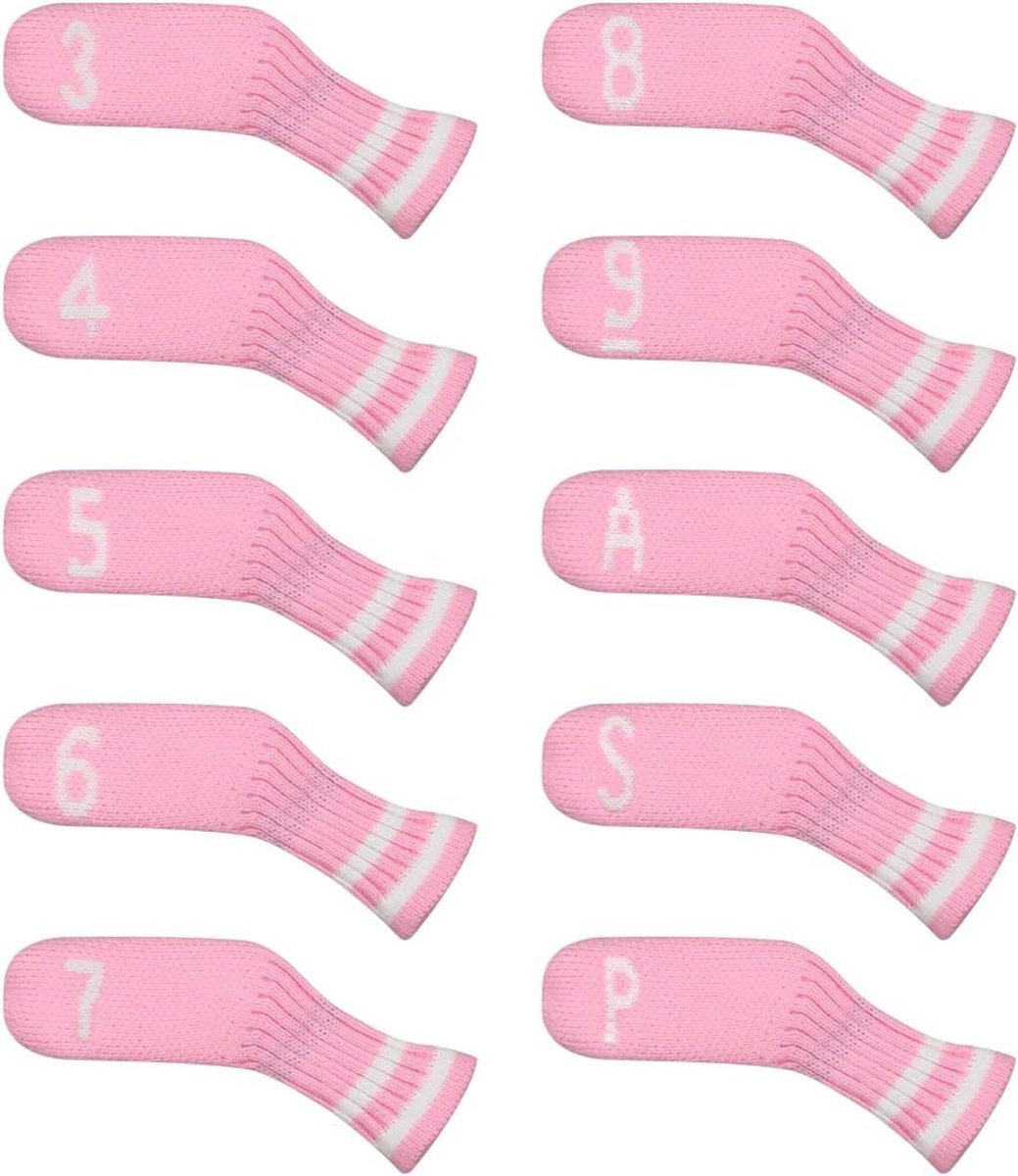 Edward 10 stuks golfclub hoofddeksels voor ijzer, schattigheid, sokken, vorm, wasbaar, duurzame golfclub, hoofdbescherming, dubbelzijdig gebreid voor alle merken, Callaway, Ping, Taylormade