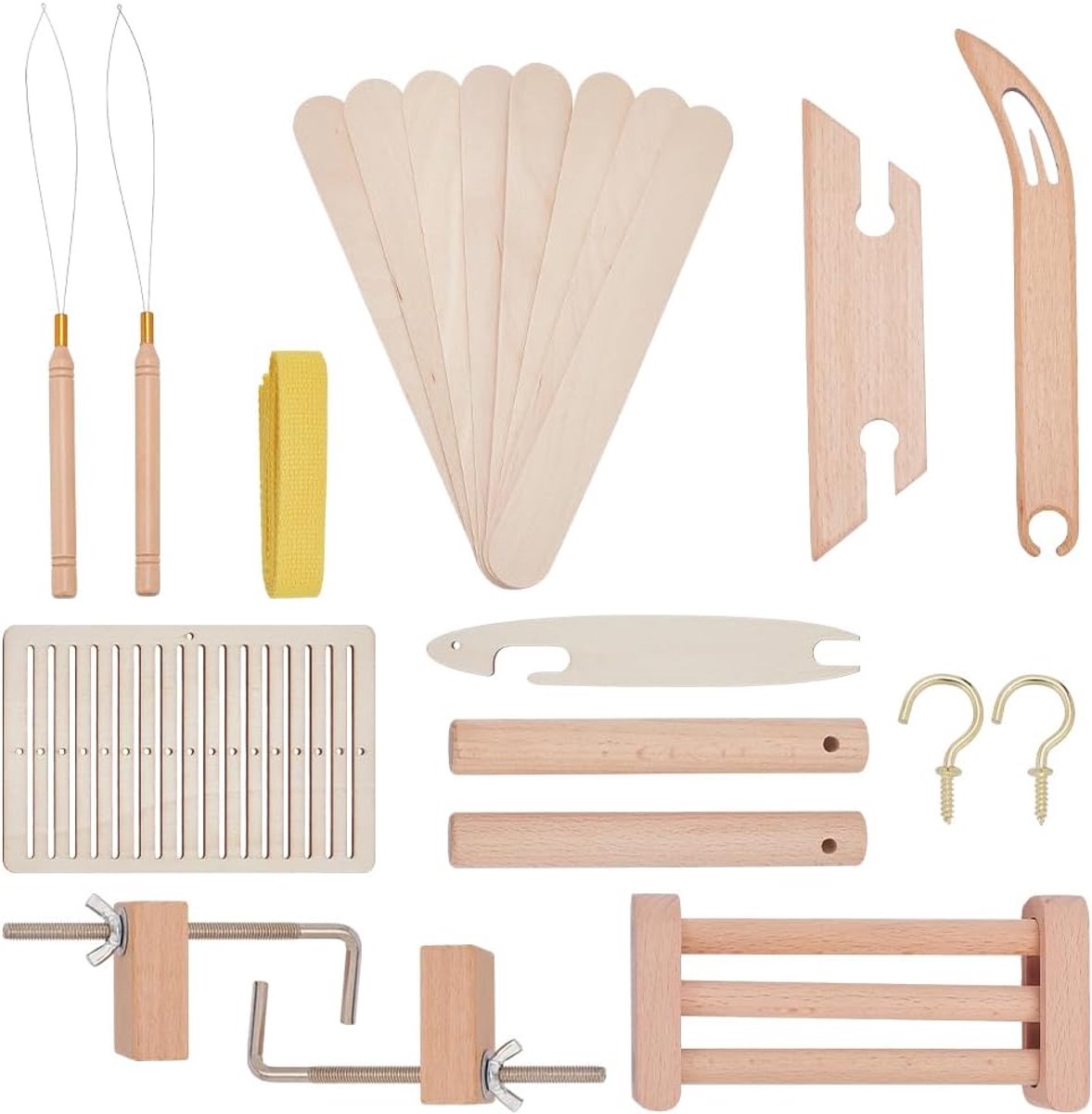 Weefgetouwset Handweefset met Warping Peg, Klem Warping Klem, Afgeschuinde Inkle Weefspoel voor Weefliefhebbers Ambachten