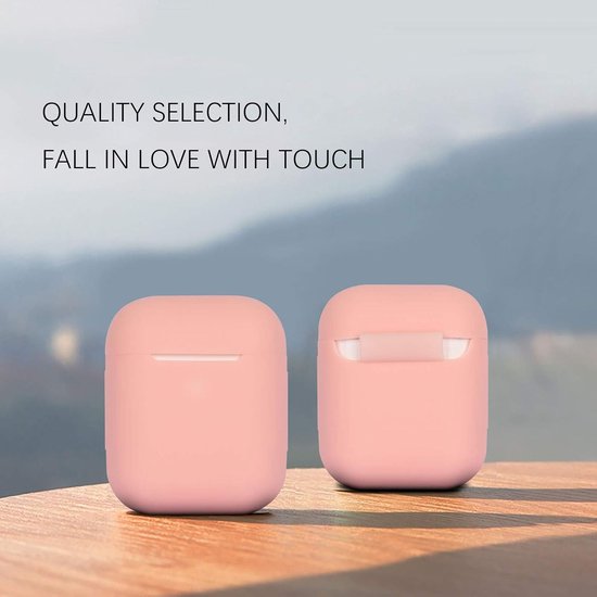 hoes compatibel met AirPods 2 & 1, siliconen beschermhoes, hoes voor AirPods 2 & 1, led aan de voorkant zichtbaar, roze — afbeelding 3