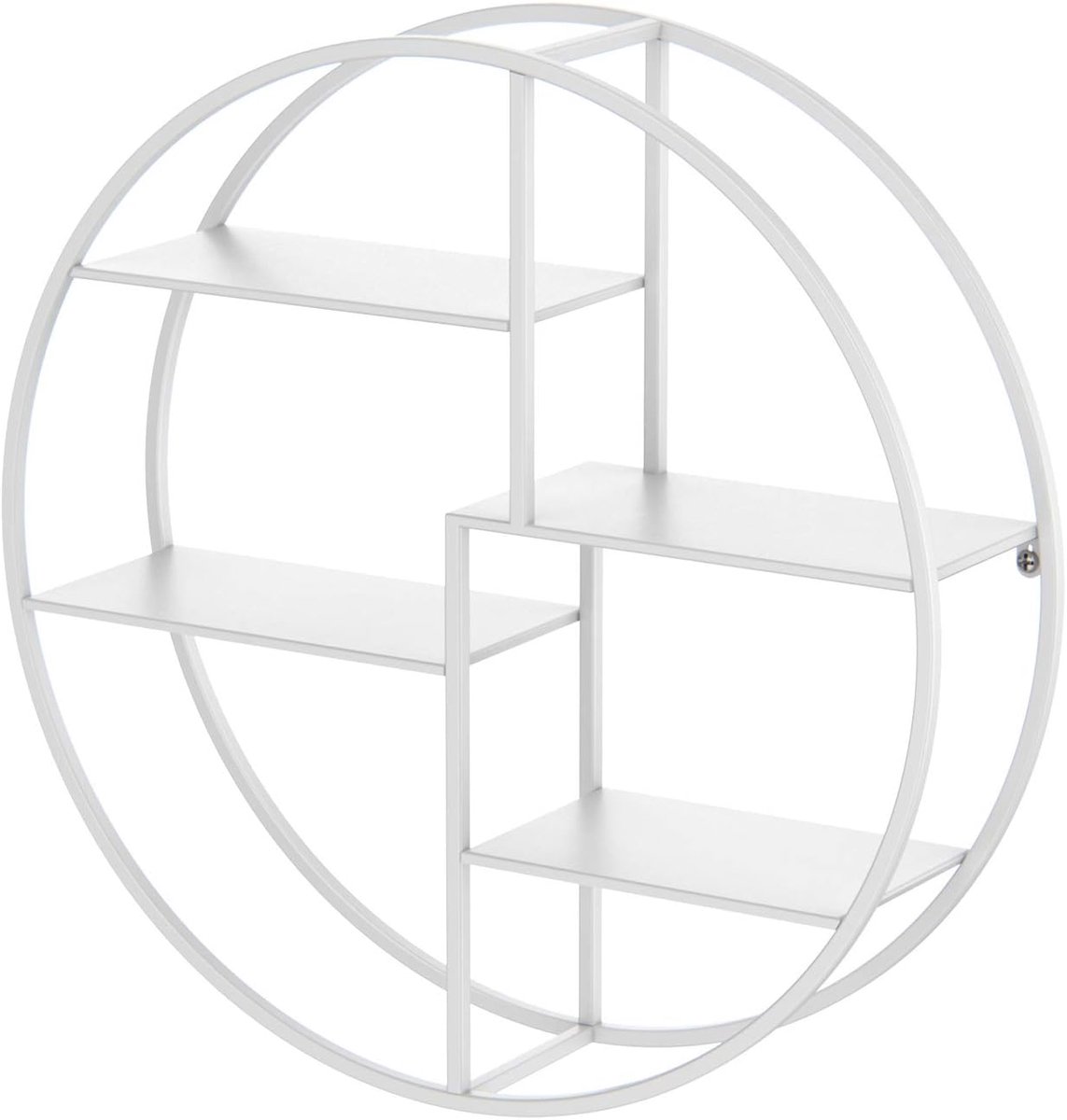 Wandrek, wit, rond, 60 cm, keuken, metaal, badkamer, decoratie voor woonkamer, vintage, industrieel