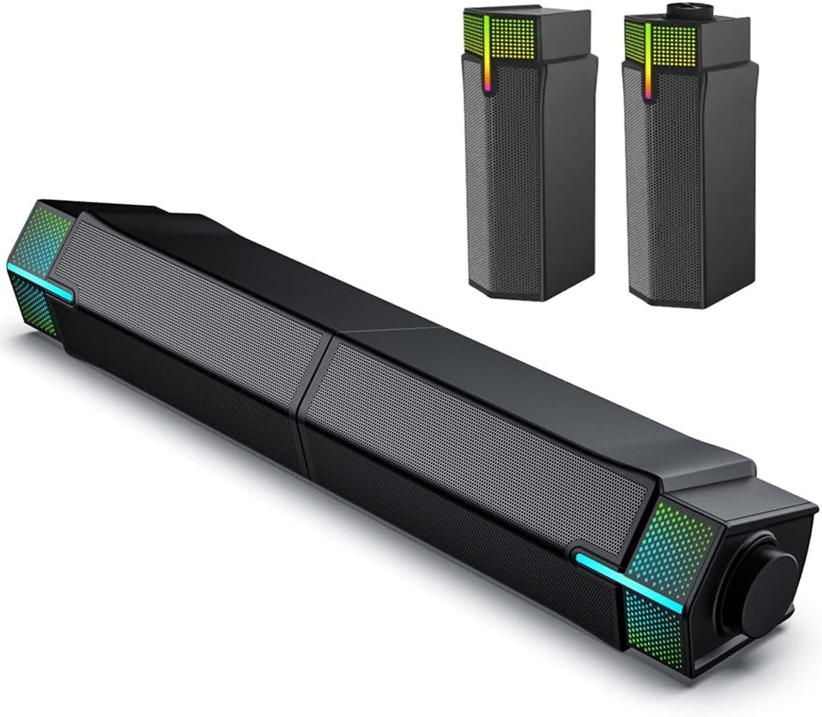 PC speakers 2 in 1 - Bluetooth 5.3 - RGB verlichting - Flexibele speakerset voor optimale geluidsbeleving - SnelShoppen