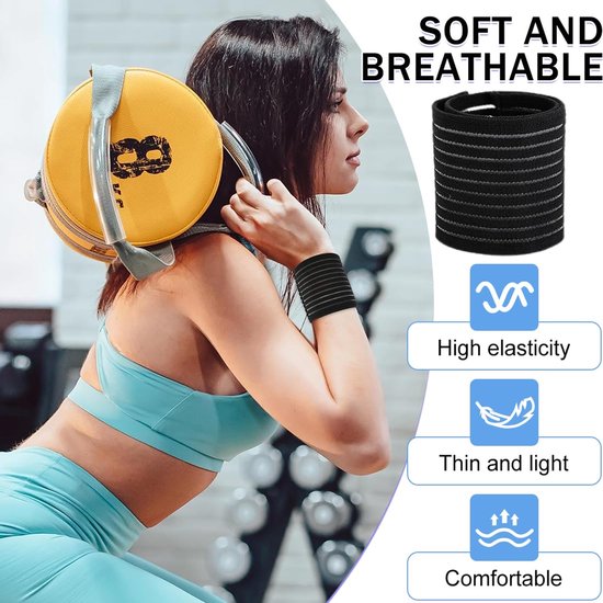 4 stuks polsbandages, ademende polsbandage, elastische en verstelbare polsbeschermer, verstelbare polssteun, handbandage voor sport, fitness — afbeelding 4
