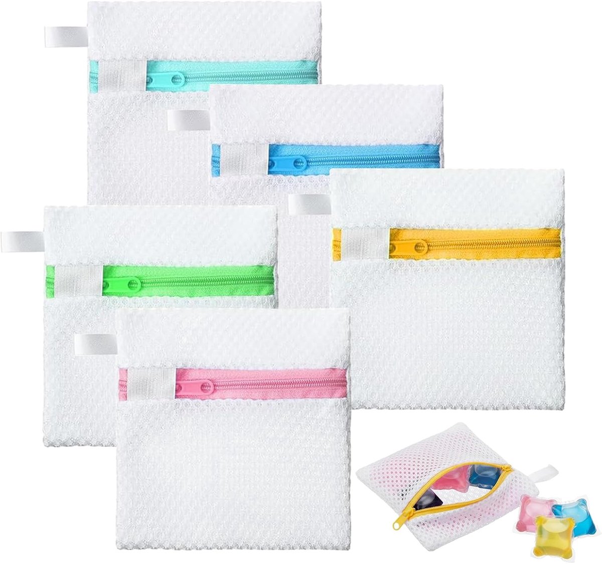 5 Stück Wäschenetz Klein, Mini Waschmaschinenbeutel Mit Reißverschluss, Strapazierfähige Wäschesack Waschmaschine, Wäschezubehör Für Wäscheperlen Feinwäsche Bh Socken(12×12cm)