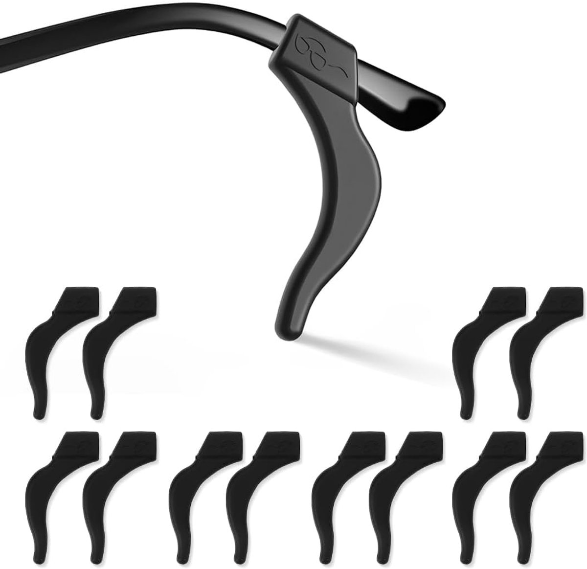 Brilhouder voor oor, voor brilbeugel, 6 paar, siliconen bril, antislip, voor brillen, antislip bril, oorbeugel voor brillen, groot, zwart