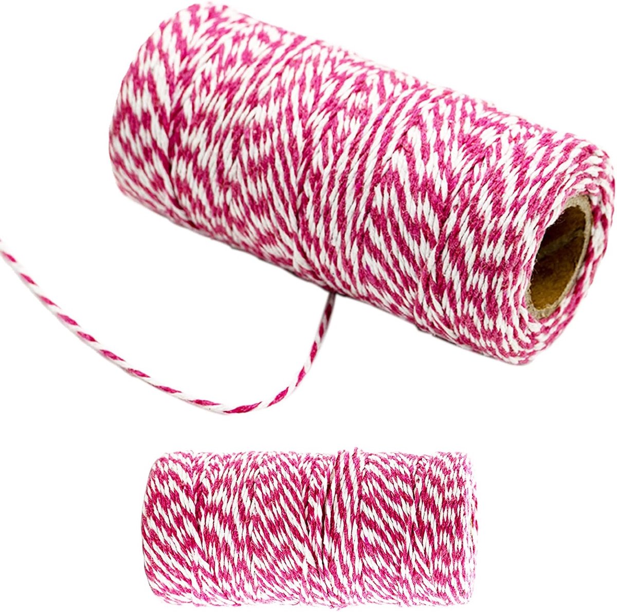 100 m donkerrood en wit doe-het-zelf ambachten katoenen touw touw, 1,5 mm gekleurd knutselkoord voor doe-het-zelf ambachten, handgemaakte kunst, breien, wandkleden, tuinieren en geschenkverpakking
