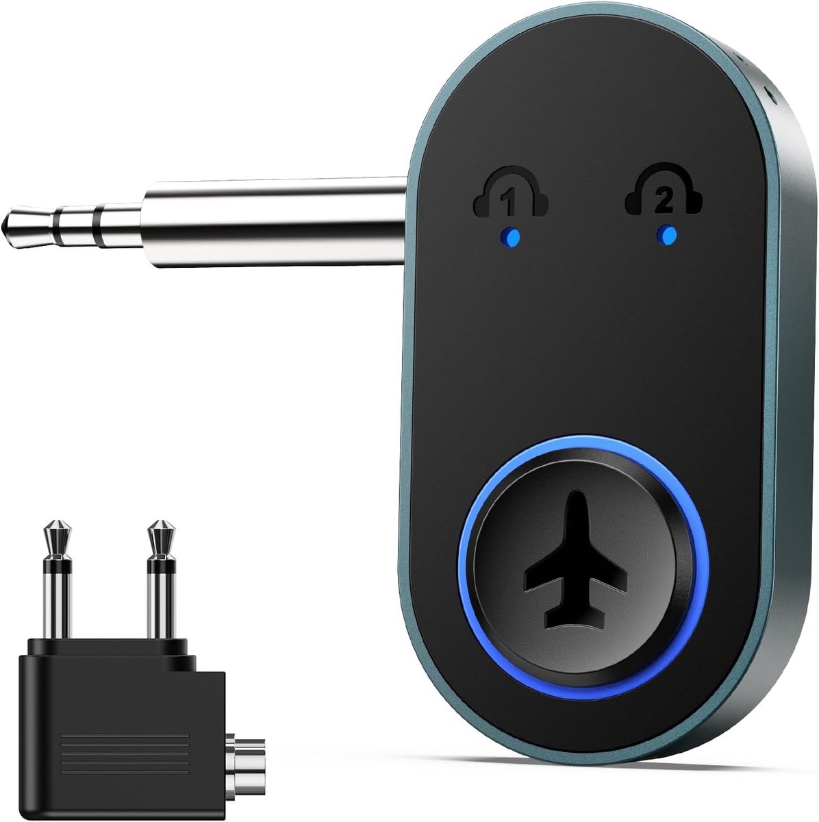 Bluetooth 5.3-adapter voor vliegtuigen, 2-in-1 Bluetooth-adapter met vliegtuig, tv, stereosplitter, 3,5 mm voor 2 hoofdtelefoons, MP3/MP4, laptop