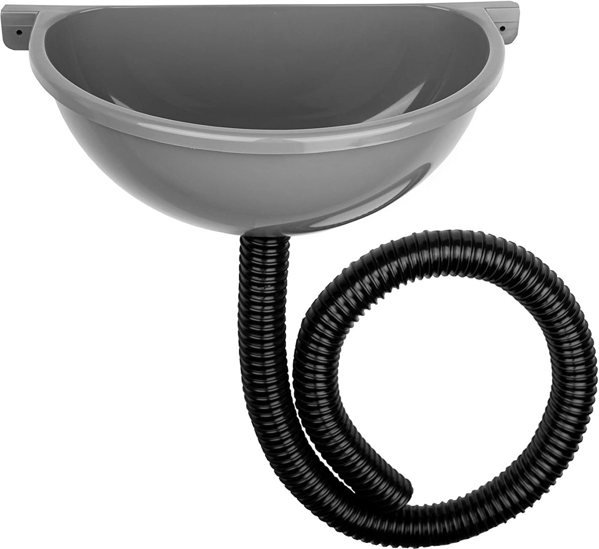 Spoelbak van kunststof, eenvoudig, met slang en slangklem voor camping, tuin, kelder, bouwplaats, toilet, Made in Europe