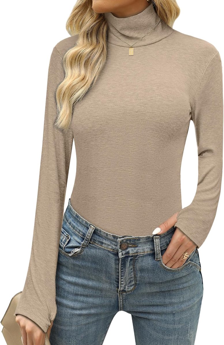 Thermisch ondergoed voor dames met hoge kraag, coltrui, katoen, lange mouwen, licht ondergoed, thermisch shirt voor dames, ademend, winter, basic top met duimgaten, S-XXL