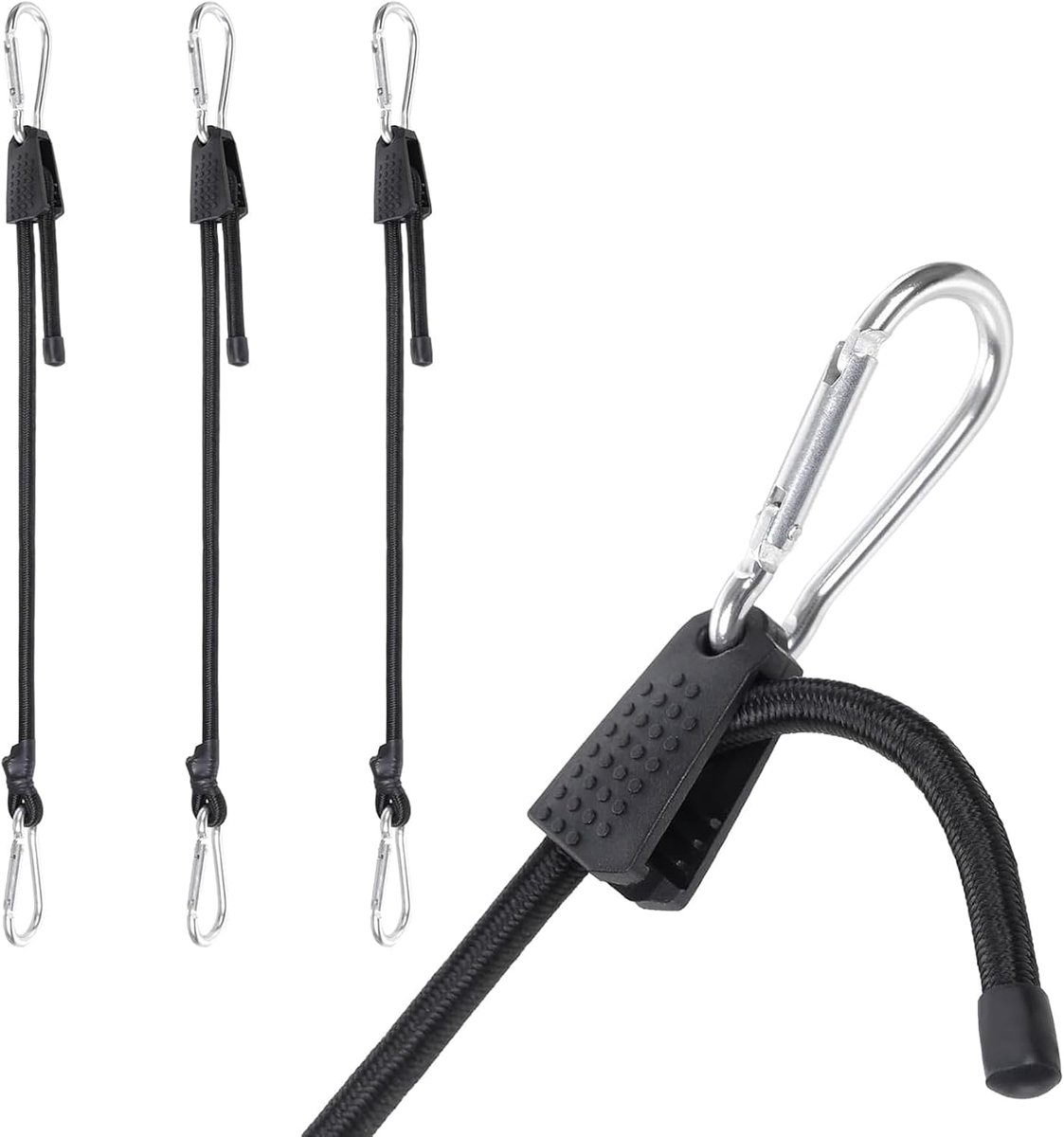 3 stuks spanrubbers met karabijnhaak, verstelbaar tot 1 m, expander met karabijnhaak voor zonnezeil, rubberen spanner, bagagespanner, set voor tuingereedschap en ladingbeveiliging