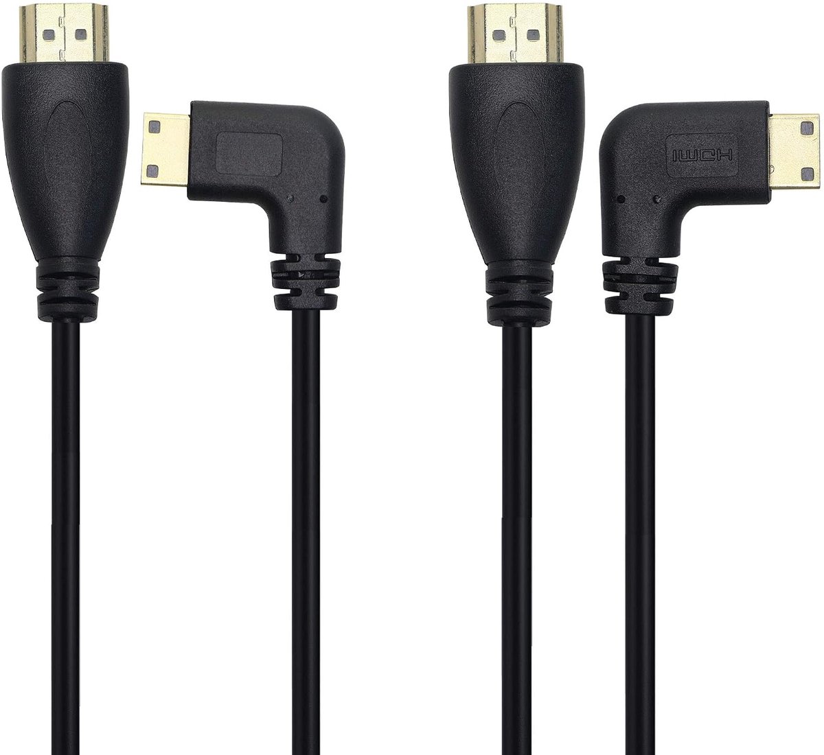 mini-HDMI-stekker 90 graden links en rechts naar HDMI-stekker, 50,8 cm, 2 stuks