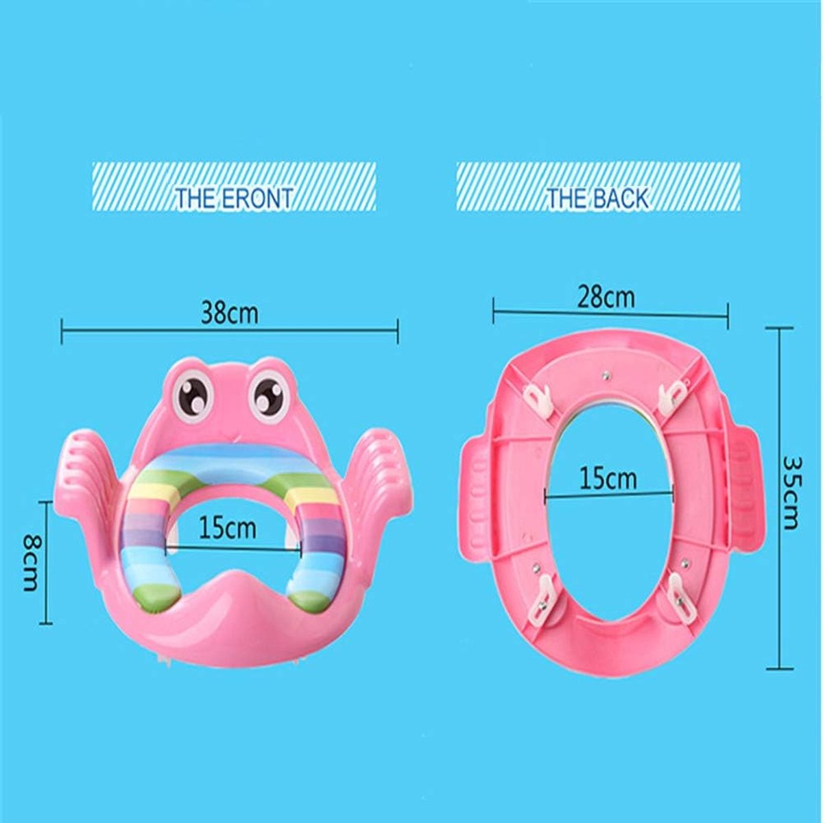 Kinder Toiletbril - Potty training seat - Kinderen Zelfstandig Leren - Met Handvatten en Rugsteun - Universeel - Roze