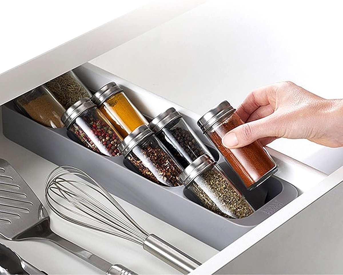 Kruidenrek Organizer voor Keukenlade - 8 Vakken - Geschikt voor Flessen tot 4,5 cm - Houdt Keuken Tidy - SnelShoppen