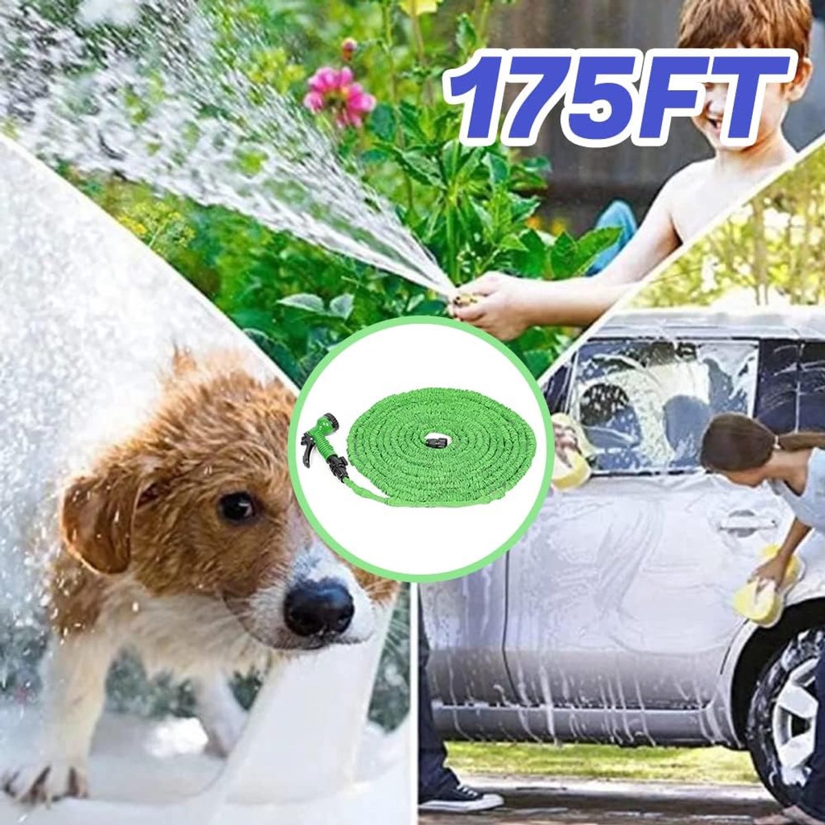 Uittrekbare Tuinslang - Flexibele Slang - Tuin Besproeien - 3x Uittrekbaar - 53 Meter - Groen – foto 3