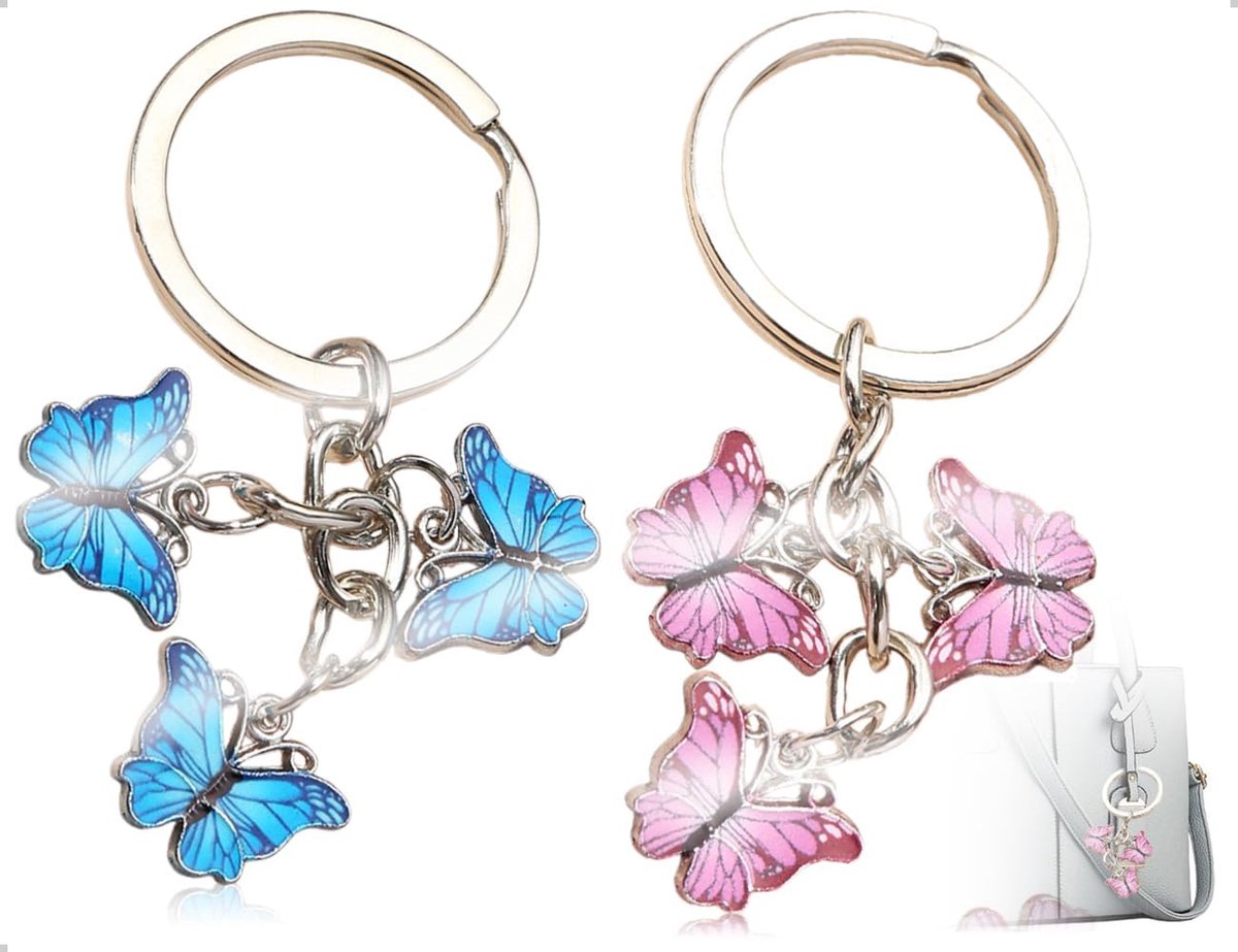 Sleutelhangers met Vlinder - 2 Stuks - Met Kwastjes - Aesthetic Tasaccessoires voor Vrouwen - ShopVlot