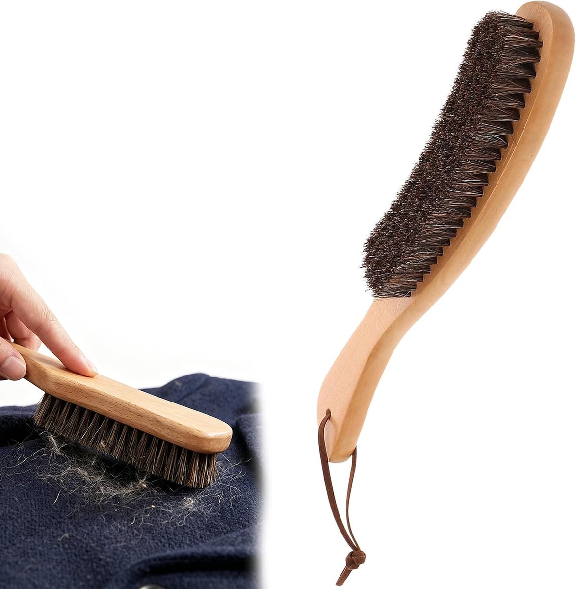 Kledingborstel 27x3,5 cm - Houten handvat - Antistatisch - Verzorgt pakken en kasjmier - ShopVlot