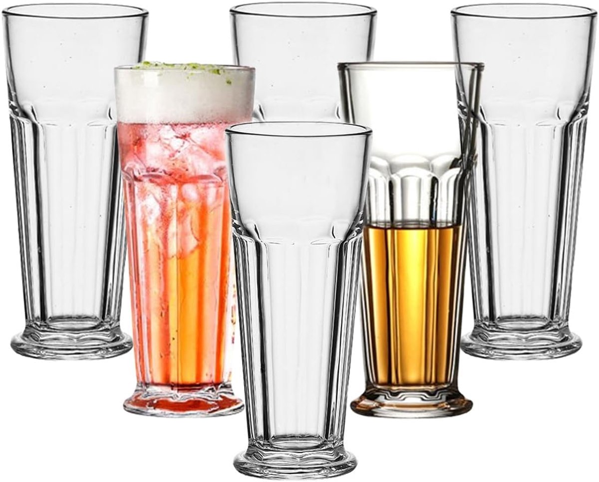 Pintglazen set van 6 - 14 oz helder glas - veelzijdige drinkglazen - perfect voor thuis en feestjes - ShopVlot