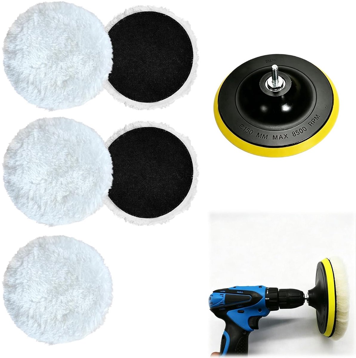 Polijstpads 150 mm - lamswol polijstschijven - zachte wolkap - voor gevoelige oppervlakken - SnelShoppen