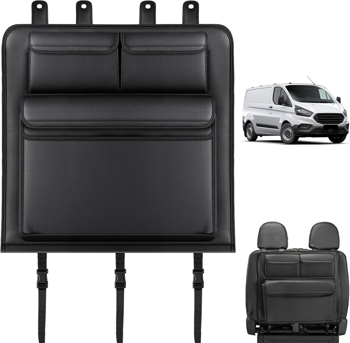 Auto Organizer voor Ford Transit Custom - Dubbele Zetel - Leer - Hangende Organizer met Isolerende Tas - SnelShoppen
