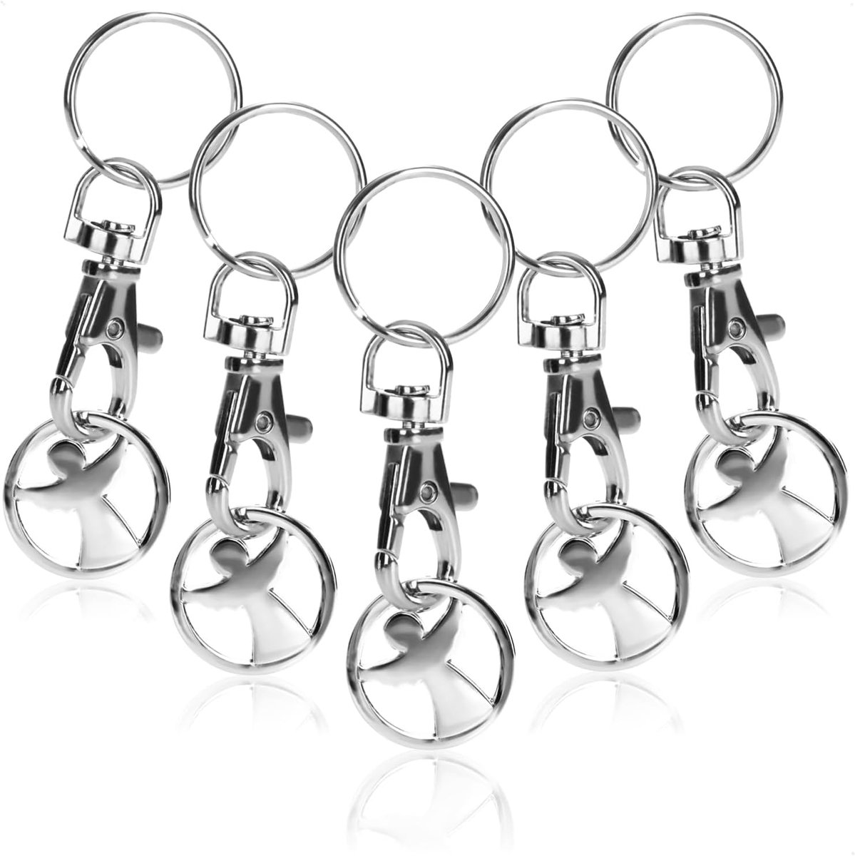 Sleutelhanger met karabijnhaak - winkelwagentje chip - verschillende motieven - handig voor elke winkel - SnelShoppen